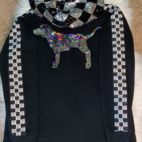 RARE HTF VS PINK limited edition oversize small checkered hoodie - Picture 13 of 14